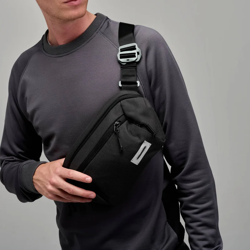 Waterproof Nylon Large Sling Crossbody Bag 3L Multi-Compartment Adjustable Chest Pack