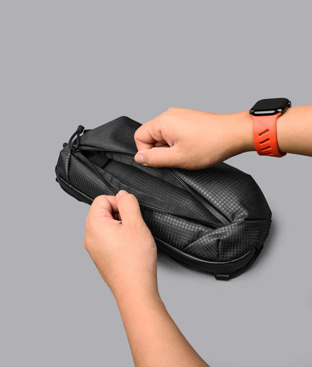 Weatherproof Composite Sling Bag 2L Wide Opening Adjustable Detachable Crossbody Pack