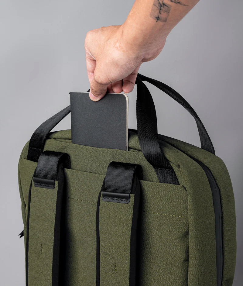 Convertible Recycled Fabric Tote Backpack 13L Weatherproof Multi-Pocket Laptop Rucksack