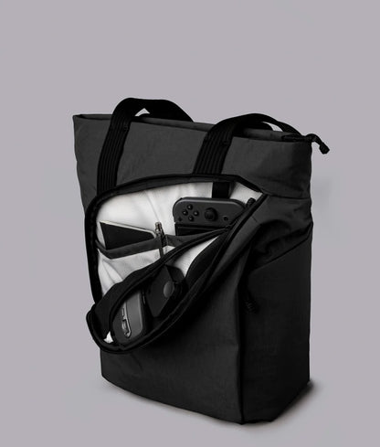Washed Nylon Convertible Tote Backpack 14L Multi-Pocket 16 Inch Laptop Bag