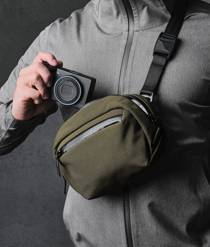 Recycled Fabric Mini Sling Bag 1.6L Magnetic Buckle Compact Crossbody Chest Pack