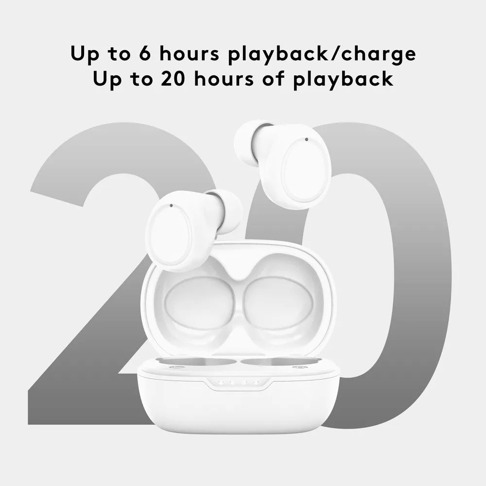 Sweat Resistant True Wireless Bluetooth In-Ear Earbuds Secure Ergonomic Fit Compact Portable Charging Case Stable Bluetooth Clear Stereo Sound Sports Wireless Earphones